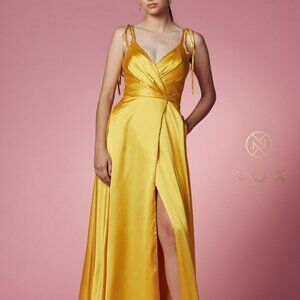 sunflower  SATIN SIMPLE PROM PARTY FORMAL A-LINE EVENING LONG MAXI DRESS NX1029
